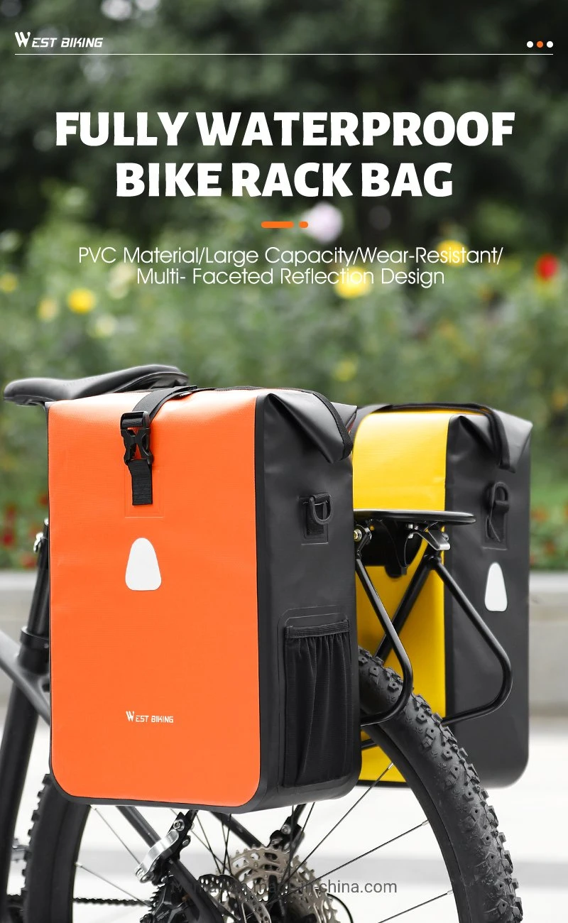 West Biking Yp0707312 15L Bicycle Large Capacity Rear Rack Bag Waterproof Bike Seat Tail Pannier Pack - Yellow